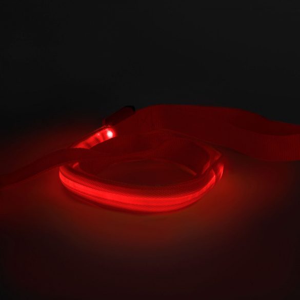 LED-es póráz - akkumulátoros - 120 x 2,5 cm - piros