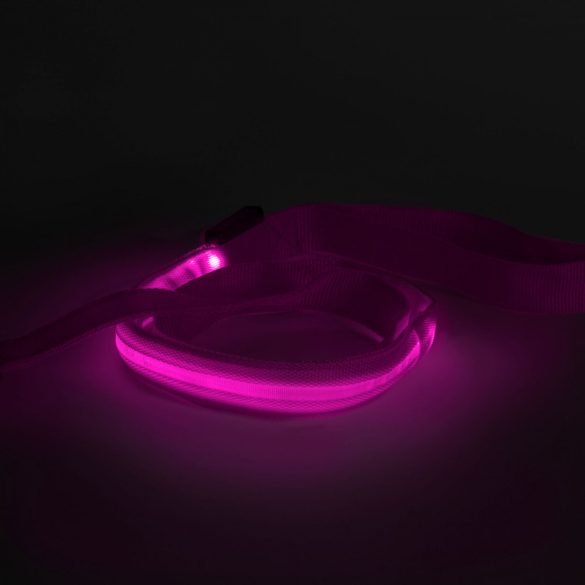 LED-es póráz - akkumulátoros - 120 x 2,5 cm - rózsaszín