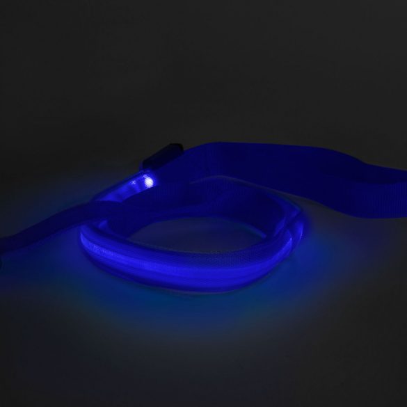 LED-es póráz - akkumulátoros - 120 x 2,5 cm - kék