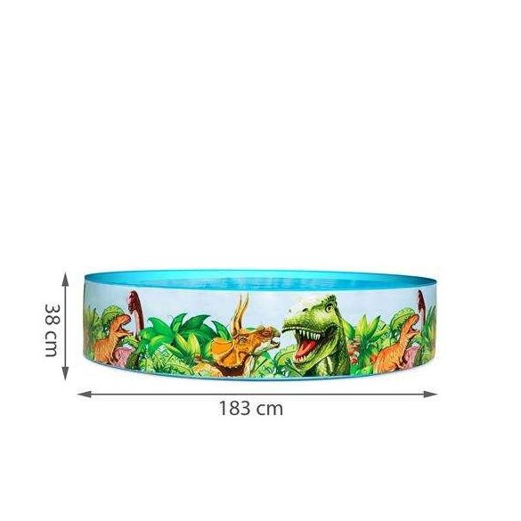Merevfalú medence gyerekeknek - dínó mintával - 183 x 38 cm