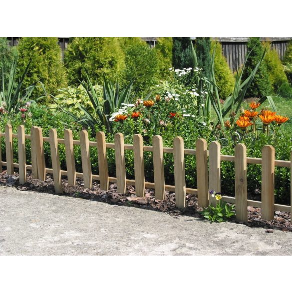 fenyőfából készült virágágyás kerítés, natúr - 100 cm