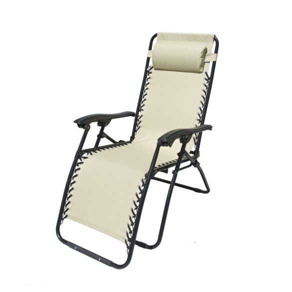2320 OXFORD fém összecsukható kerti/kemping/napozó szék - bézs