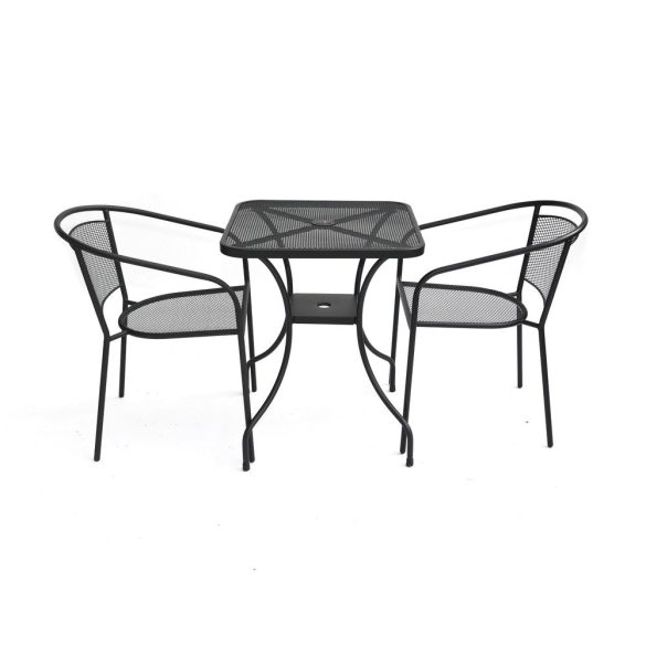 ZWMT-60 fém kerti asztal napernyőlyukkal -  fekete