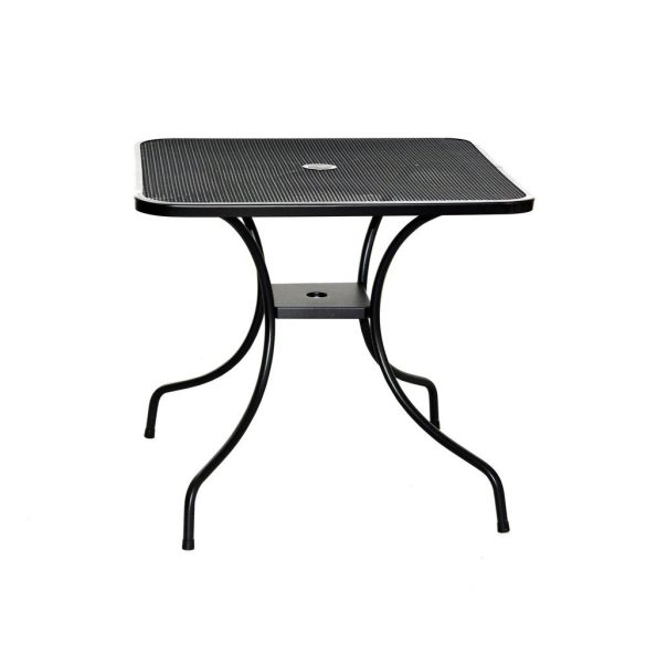 ZWMT-80 SET fém kerti asztal napernyőlyukkal, 4 db székkel - fekete