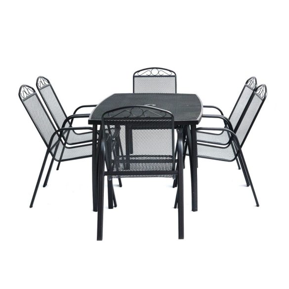ZWMT-24 fém kerti asztal napernyőlyukkal - fekete