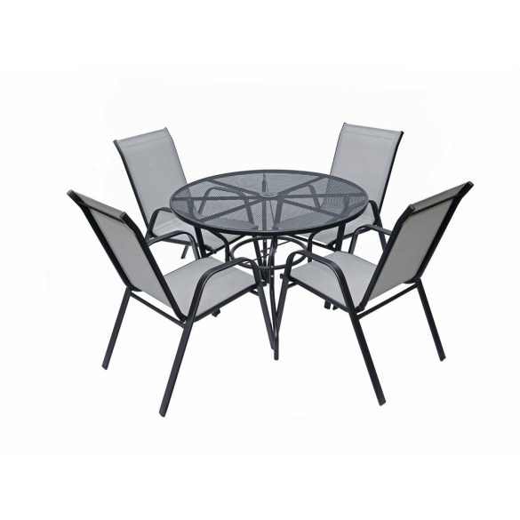 ZWMT-51 fém kerti körasztal, napernyőlyukkal - fekete