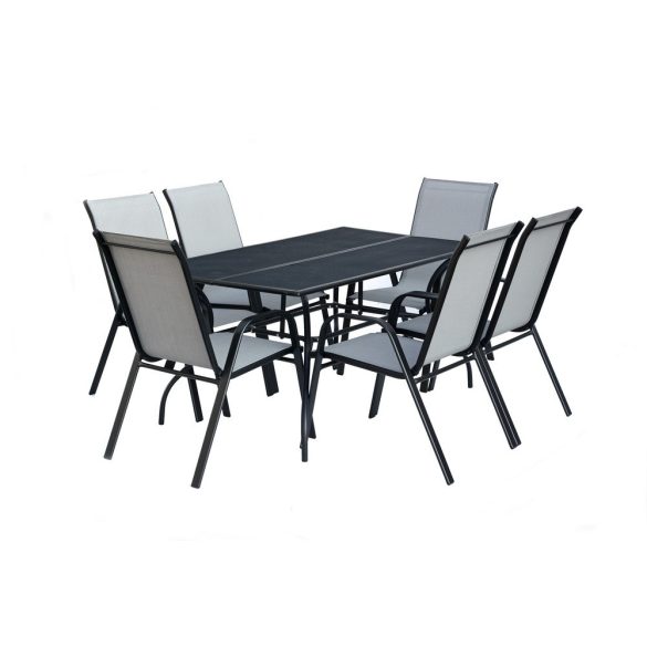 ZWMT-51 fém kerti körasztal, napernyőlyukkal - fekete