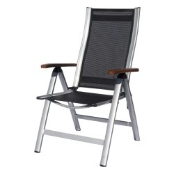   SUN GARDEN ASS COMFORT összecsukható, exkluzív alu. kerti szék - fekete/ezüst