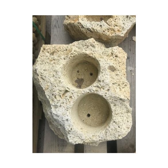 Sziklakerti kő - virágtartó - 2 lyukas, virágszikla