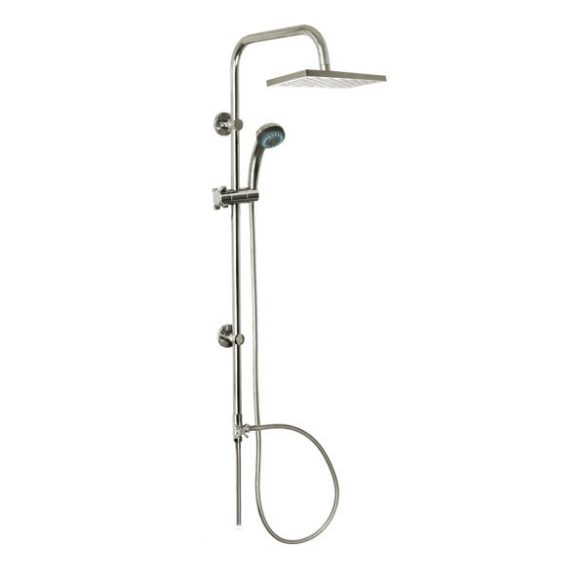 Zuhany készlet, 2 funkciós fej+szögletes felső zuhanyfej 20×16cm, tömlő 1,5m, fali zuhanytartó 1,0m