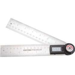   Digitális szögmérő-vonalzó, szög- és hosszmérésre, 0-360°, pontosság: ±0,3°, 2×200 mm, alu szár mm és coll beosztással
