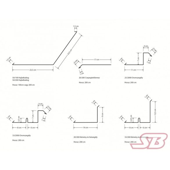 50x200 Hajlatbádog hajlított horganyzott