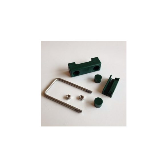 ROZSDAMENTES RÖGZÍTŐ BILINCS - 60X40 MM-ES OSZLOPHOZ / FEKETE VAGY ZÖLD MŰANYAG RÉSZEKKEL (FEM210)