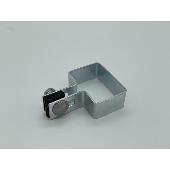 LEMEZES ÁTÖLELŐ BILINCS, MŰANYAG BETÉTTEL - 60X40 MM-ES OSZLOPOKHOZ / HORGANYZOTT VAGY PVC / Vég bilincs - Horganyzott (FEM213)