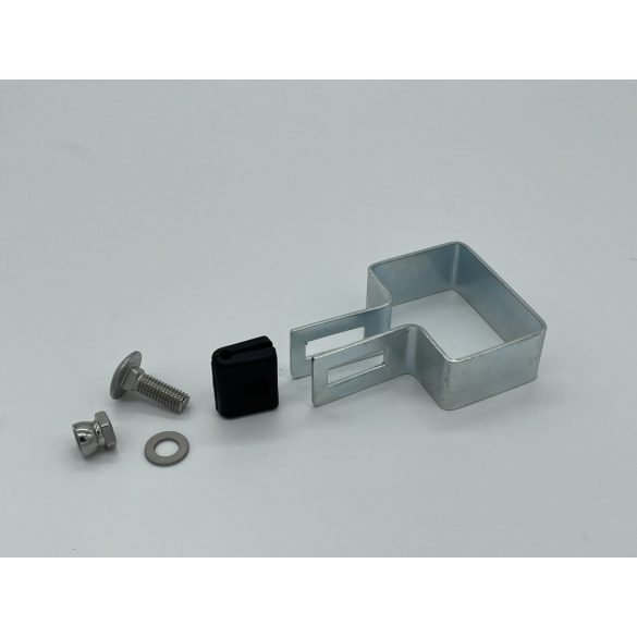 LEMEZES ÁTÖLELŐ BILINCS, MŰANYAG BETÉTTEL - 60X40 MM-ES OSZLOPOKHOZ / HORGANYZOTT VAGY PVC / Vég bilincs - Horganyzott (FEM213)