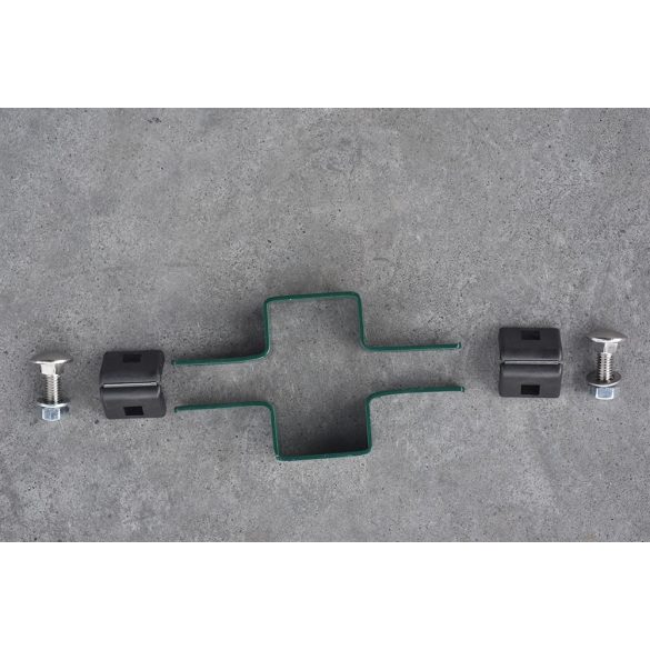 LEMEZES ÁTÖLELŐ BILINCS, MŰANYAG BETÉTTEL - 60X40 MM-ES OSZLOPOKHOZ / HORGANYZOTT VAGY PVC/ Köztes bilincs - PVC (zöld) (FEM212)