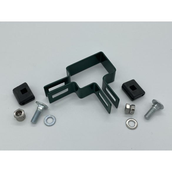 LEMEZES ÁTÖLELŐ BILINCS, MŰANYAG BETÉTTEL - 60X40 MM-ES OSZLOPOKHOZ / HORGANYZOTT VAGY PVC/ Sarok bilincs - PVC (zöld) (FEM211)