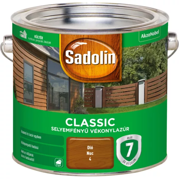 Sadolin Classic Aqua 2,5l UV álló vékonylazúr - dió